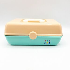 Caboodles Seafoam Peach Pretty In Petite Makeup Travel Case Retro Trays Small 9"